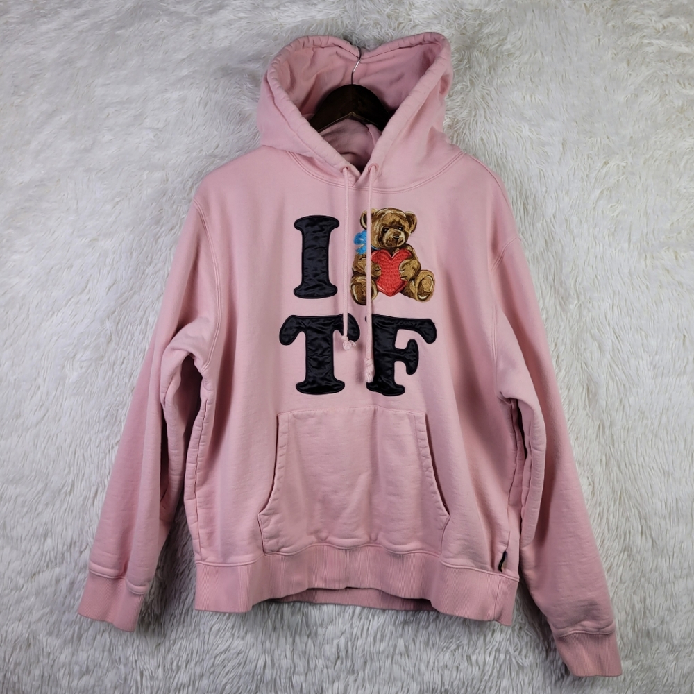 Teddy Fresh XL Pink I Love Teddy Fresh Hoodie Streetwear Embroidered